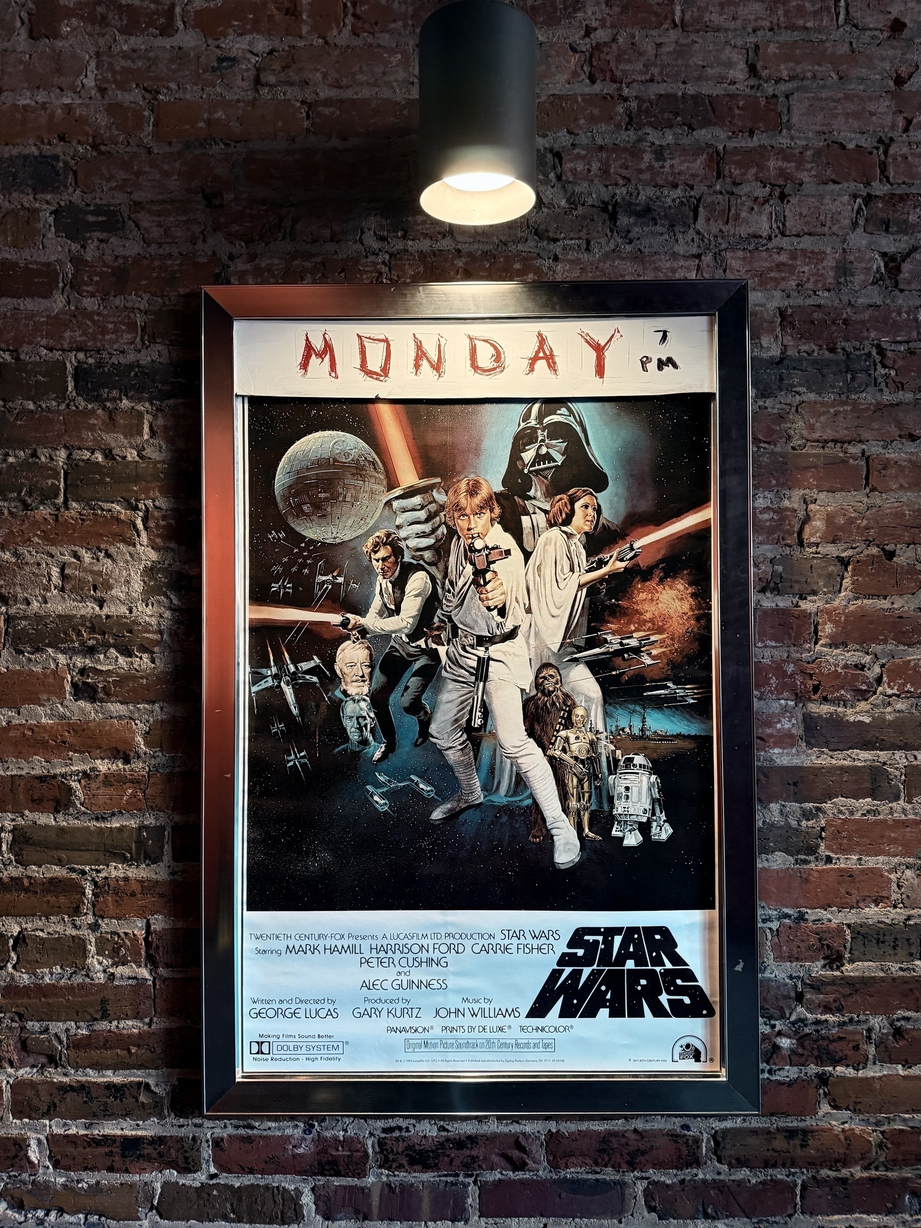 A poster for the 1977 Star Wars, as hung in the lobby of the Charles Theatre in Baltimore, MD